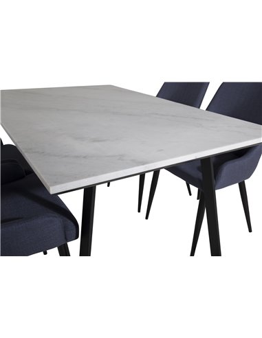 Matgrupp Estelle med Plaza matstolar, 140 × 90 cm