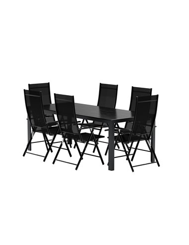 Matgrupp Break med Levanzo matstolar, 205 × 90 cm