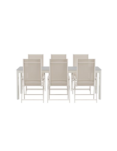 Matgrupp Lino med Levanzo matstolar, 220 × 100 cm
