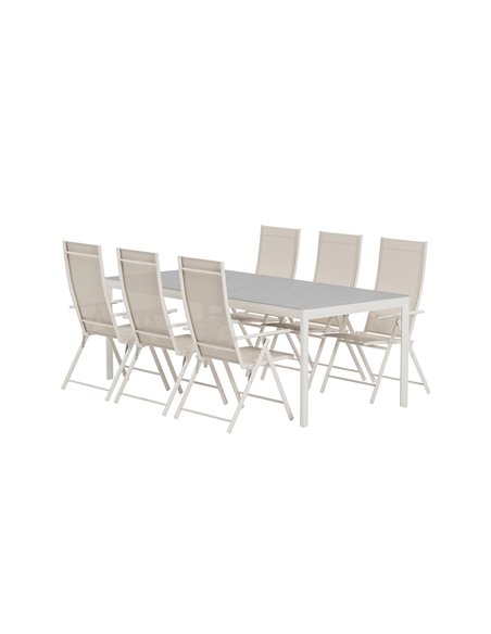 Matgrupp Lino med Levanzo matstolar, 220 × 100 cm