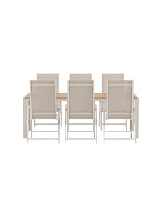 Matgrupp Break med Levanzo matstolar, 205 × 90 cm