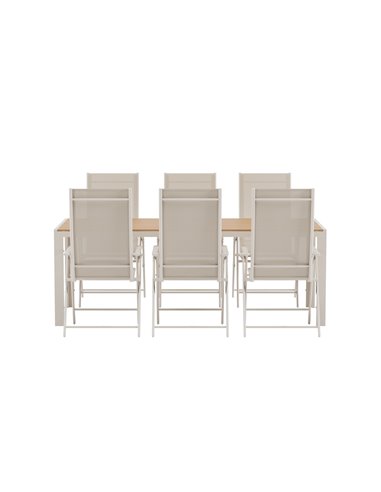 Matgrupp Break med Levanzo matstolar, 205 × 90 cm