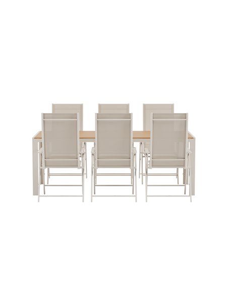 Matgrupp Break med Levanzo matstolar, 205 × 90 cm