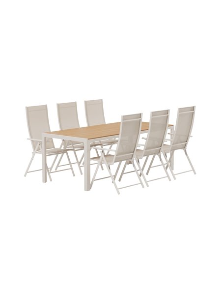 Matgrupp Break med Levanzo matstolar, 205 × 90 cm