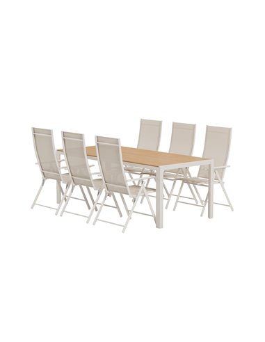 Matgrupp Break med Levanzo matstolar, 205 × 90 cm