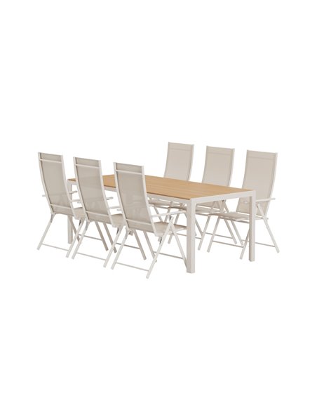 Matgrupp Break med Levanzo matstolar, 205 × 90 cm