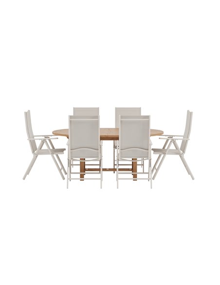 Matgrupp Kenya med Break matstolar, 180 × 120 cm
