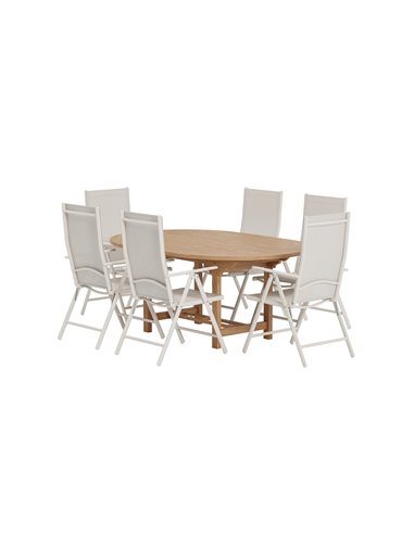 Matgrupp Kenya med Break matstolar, 180 × 120 cm
