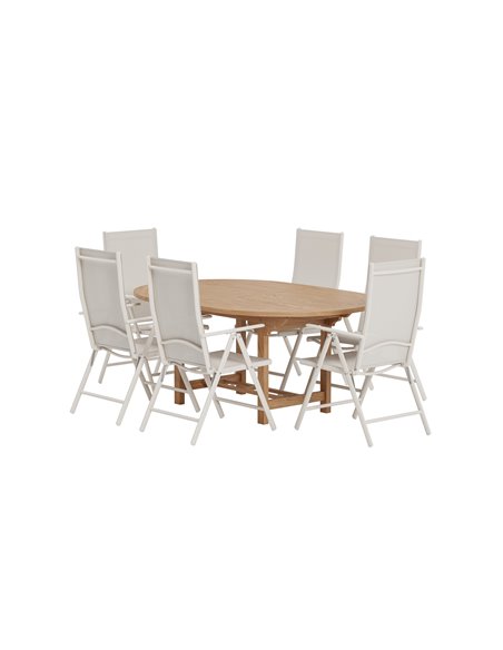 Matgrupp Kenya med Break matstolar, 180 × 120 cm