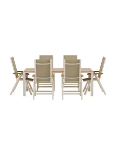 Matgrupp Break med Panama matstolar, 205 × 90 cm