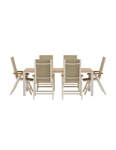 Matgrupp Break med Panama matstolar, 205 × 90 cm