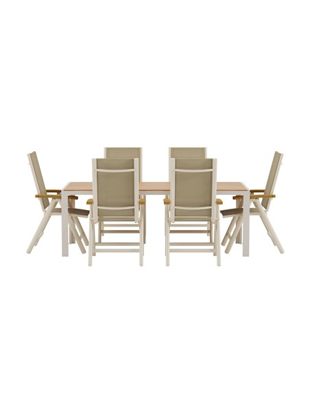 Matgrupp Break med Panama matstolar, 205 × 90 cm