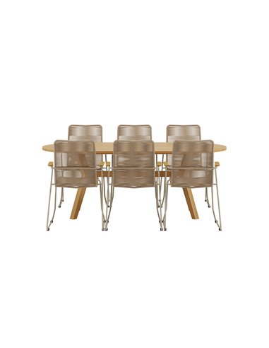 Matgrupp Kenya med Bois matstolar, 200 × 90 cm
