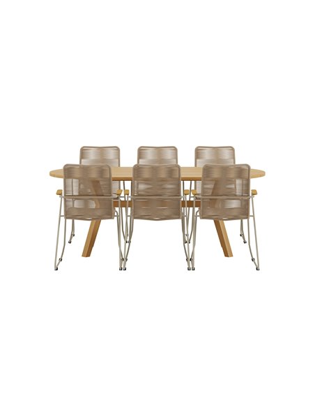 Matgrupp Kenya med Bois matstolar, 200 × 90 cm