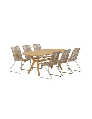 Matgrupp Kenya med Bois matstolar, 200 × 90 cm