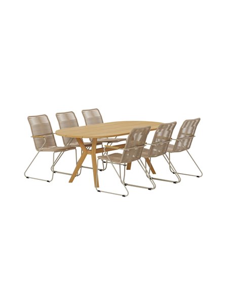 Matgrupp Kenya med Bois matstolar, 200 × 90 cm
