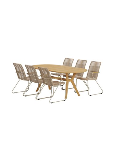 Matgrupp Kenya med Bois matstolar, 200 × 90 cm