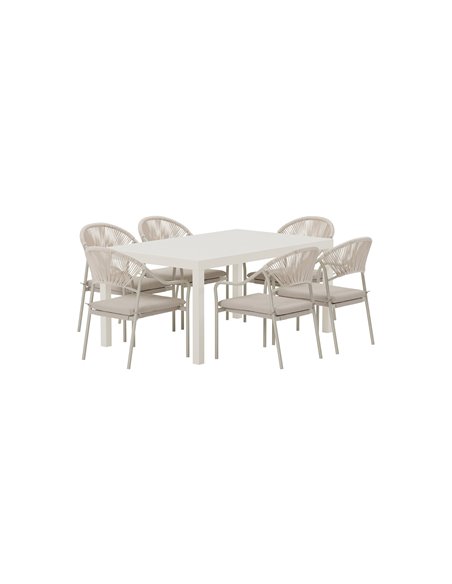 Matgrupp Capo med Paros matstolar, 160 × 100 cm