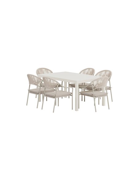 Matgrupp Capo med Paros matstolar, 160 × 100 cm