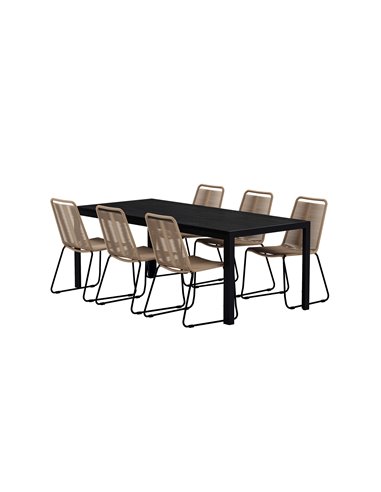 Matgrupp Mirko med Lindos matstolar, 205 × 90 cm