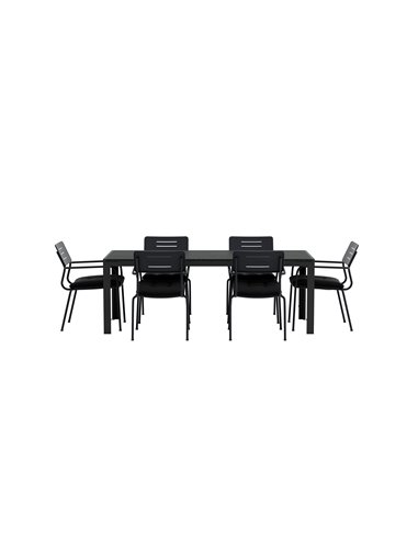 Matgrupp Mirko med Nicke matstolar, 205 × 90 cm