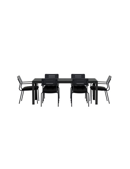 Matgrupp Mirko med Nicke matstolar, 205 × 90 cm