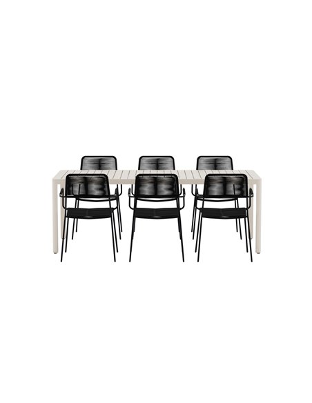 Matgrupp Giardini med Lindos matstolar, 200 × 90 cm