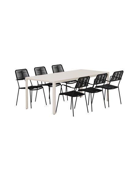 Matgrupp Giardini med Lindos matstolar, 200 × 90 cm