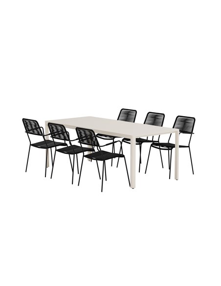 Matgrupp Giardini med Lindos matstolar, 200 × 90 cm
