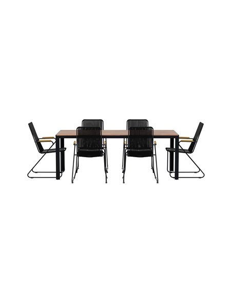 Matgrupp Bois med Bois matstolar, 205 × 90 cm