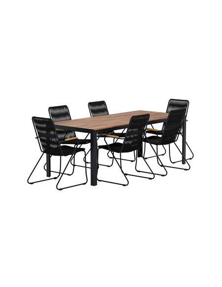 Matgrupp Bois med Bois matstolar, 205 × 90 cm