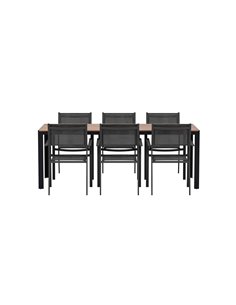 Matgrupp Bois med Copacabana matstolar, 205 × 90 cm