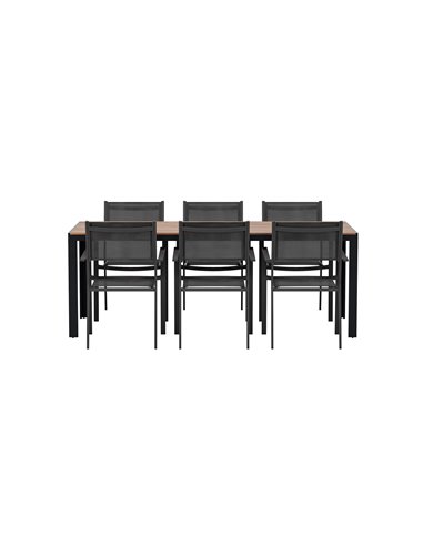 Matgrupp Bois med Copacabana matstolar, 205 × 90 cm