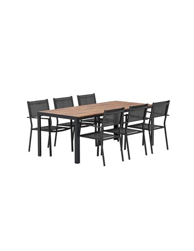 Matgrupp Bois med Copacabana matstolar, 205 × 90 cm