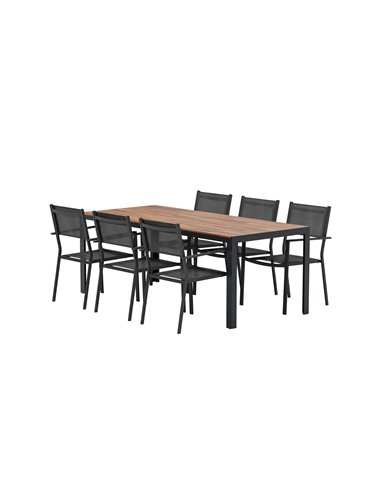 Matgrupp Bois med Copacabana matstolar, 205 × 90 cm