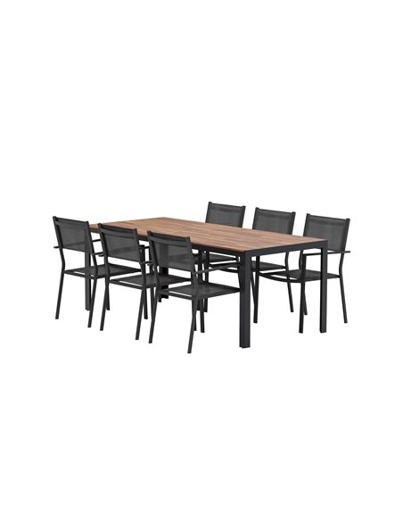 Matgrupp Bois med Copacabana matstolar, 205 × 90 cm