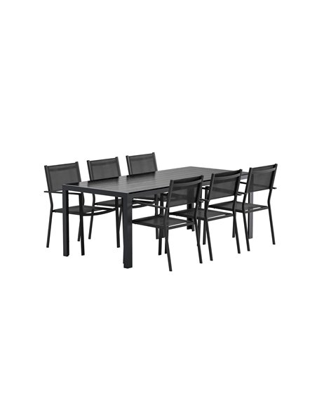 Matgrupp Break med Copacabana matstolar, 205 × 90 cm