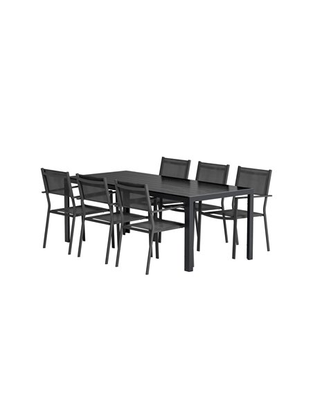 Matgrupp Break med Copacabana matstolar, 205 × 90 cm