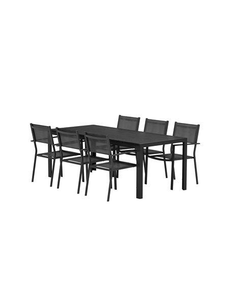Matgrupp Mirko med Copacabana matstolar, 205 × 90 cm