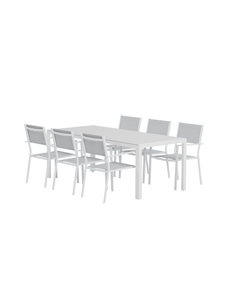 Matgrupp Break med Copacabana matstolar, 205 × 90 cm