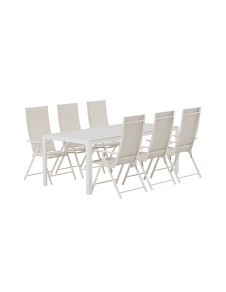 Matgrupp Break med Levanzo matstolar, 205 × 90 cm