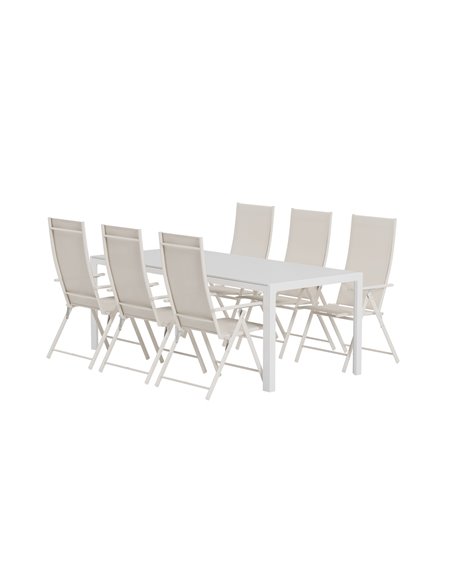 Matgrupp Break med Levanzo matstolar, 205 × 90 cm