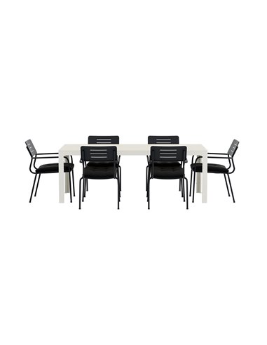 Matgrupp Mirko med Nicke matstolar, 205 × 90 cm
