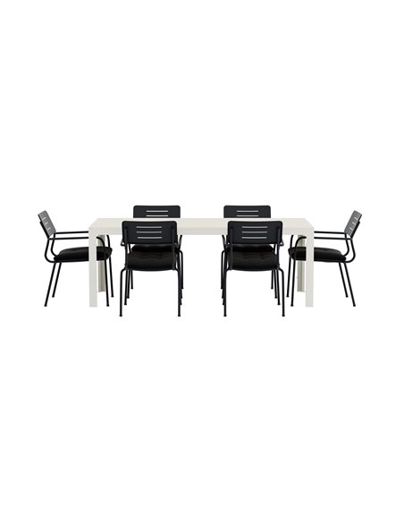 Matgrupp Mirko med Nicke matstolar, 205 × 90 cm