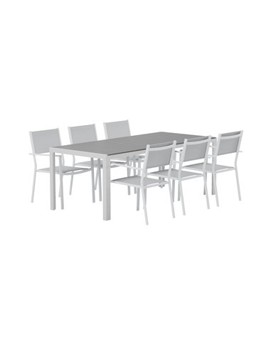 Matgrupp Break med Copacabana matstolar, 205 × 90 cm