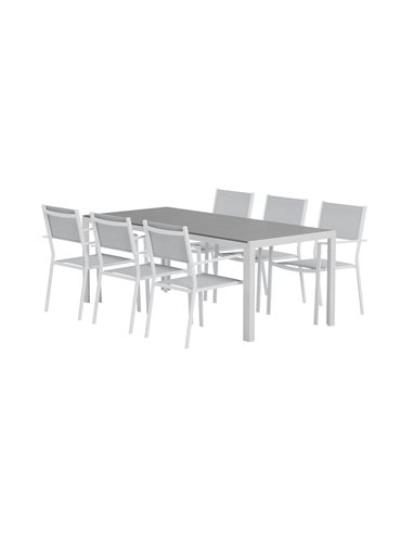 Matgrupp Break med Copacabana matstolar, 205 × 90 cm