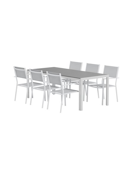 Matgrupp Break med Copacabana matstolar, 205 × 90 cm