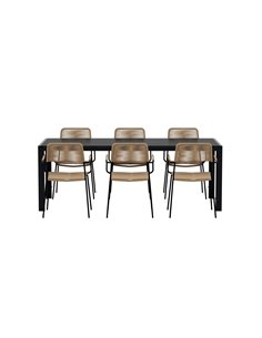 Matgrupp Break med Lindos matstolar, 205 × 90 cm