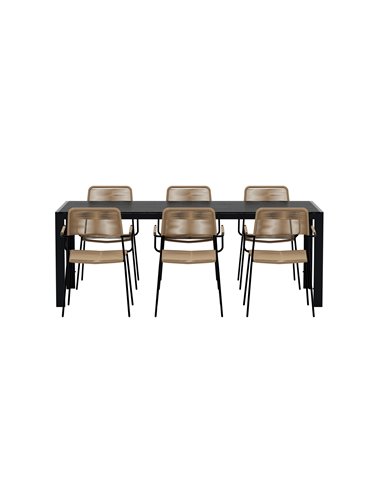 Matgrupp Break med Lindos matstolar, 205 × 90 cm