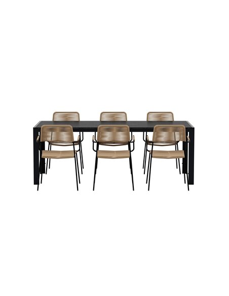 Matgrupp Break med Lindos matstolar, 205 × 90 cm